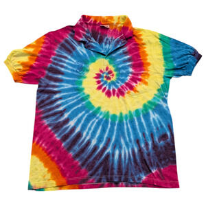 80's United States Coast Guard Tie Dyed Polo Shirt